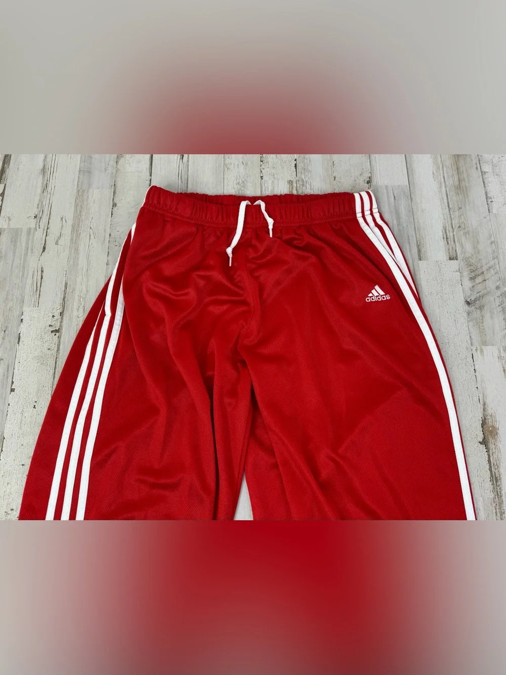 Adidas Basketball Shorts Mens Large Red White 3 Stripe Athletic